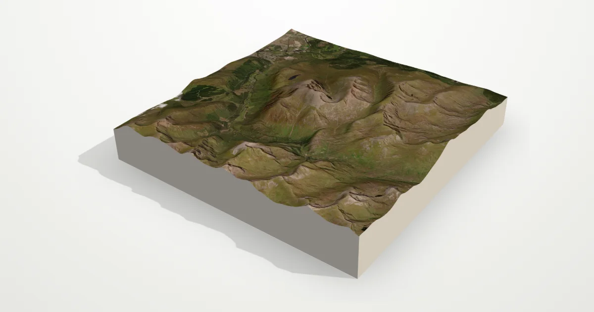 3D terrain model of Ben Nevis with satellite imagery
