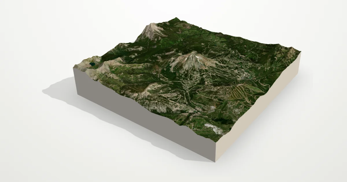 3D terrain model of Big Sky with satellite imagery