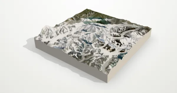 3D terrain model of Denali with satellite imagery