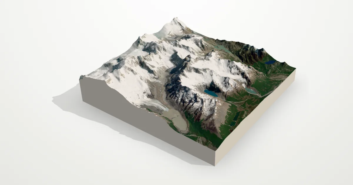 3D terrain model of Fitz Roy with satellite imagery