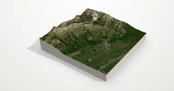 3D terrain model of Jackson Hole with satellite imagery