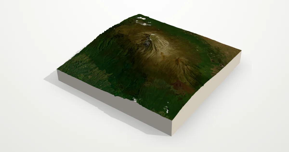 3D terrain model of Kilimanjaro with satellite imagery