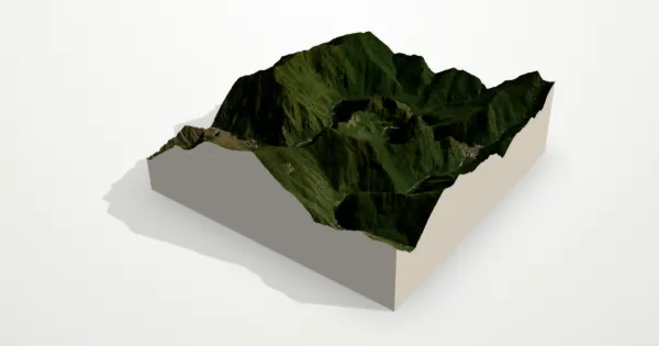 3D terrain model of Machu Picchu with satellite imagery