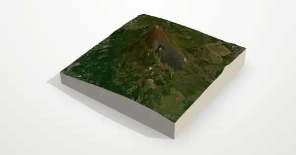 3D terrain model of Mount Fuji with satellite imagery