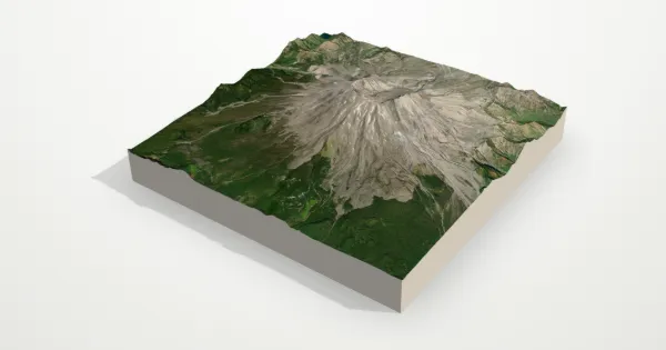 3D terrain model of Mount St. Helens with satellite imagery