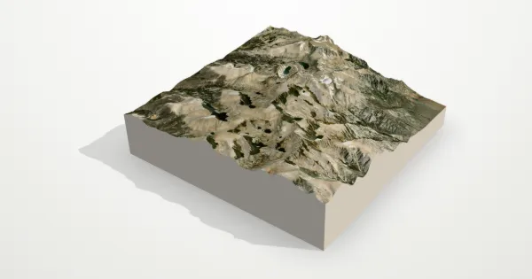 3D terrain model of Mount Whitney with satellite imagery