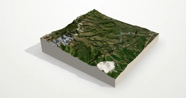 3D terrain model of Park City with satellite imagery