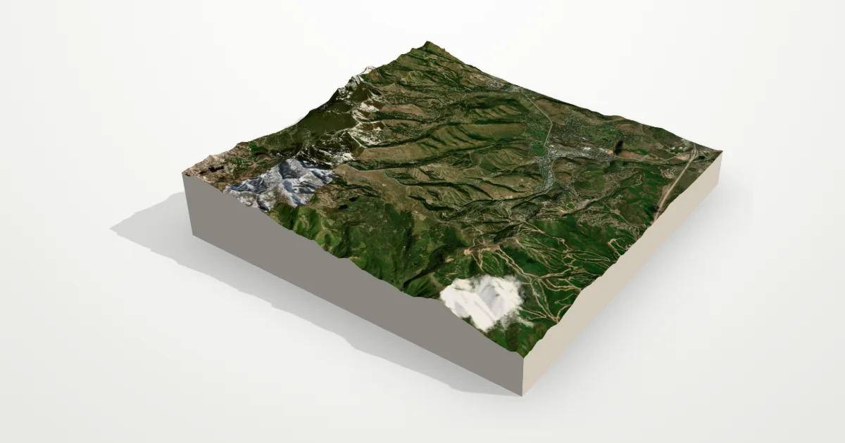 3D terrain model of Park City with satellite imagery