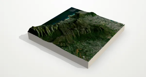 3D terrain model of Table Mountain with satellite imagery