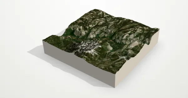 3D terrain model of Yosemite Valley with satellite imagery