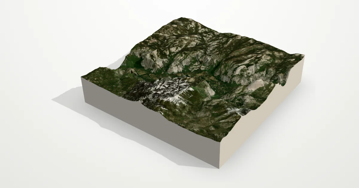 3D terrain model of Yosemite Valley with satellite imagery