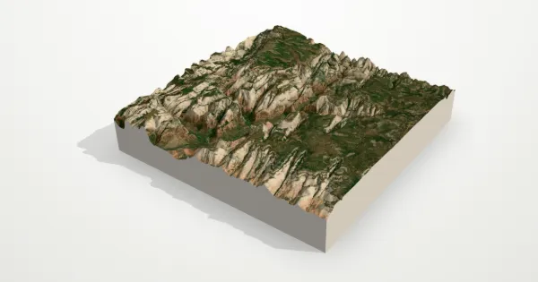 3D terrain model of Zion Canyon with satellite imagery